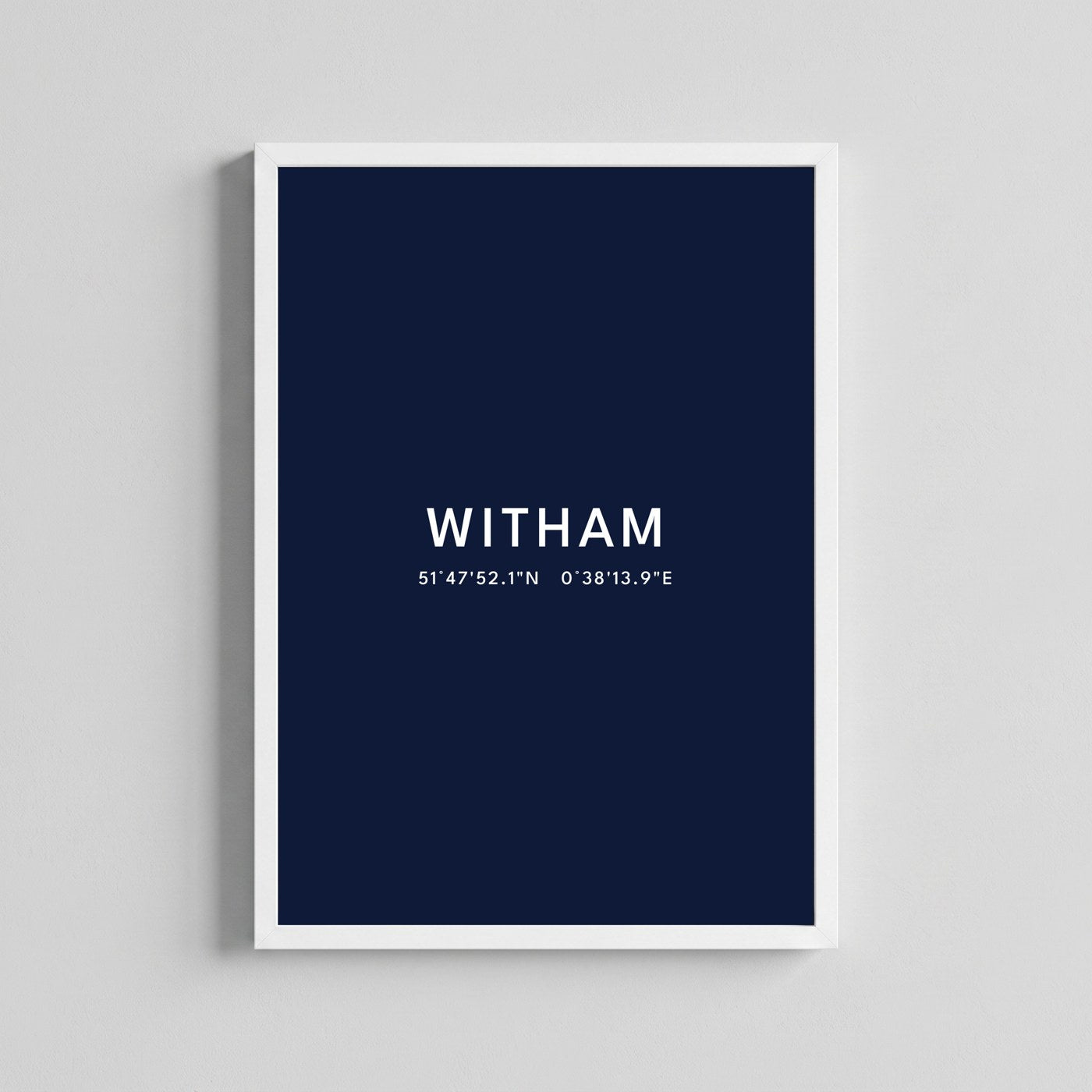 Witham — Framed Coordinates Print (Navy)