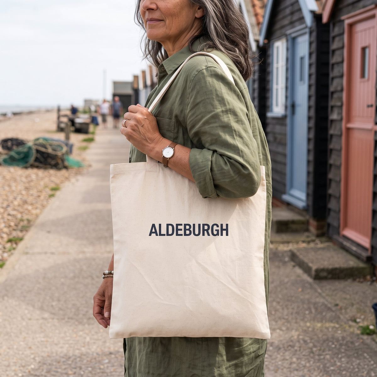 Your Town Merch — Aldeburgh Natural Tote lifestyle