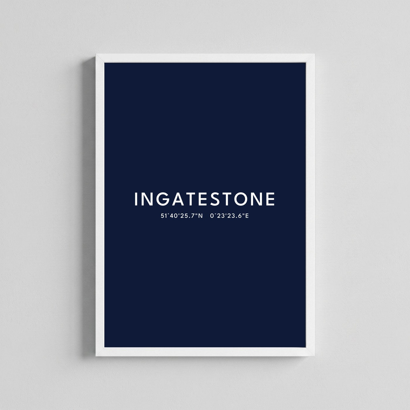 Ingatestone — Framed Coordinates Print (Navy)