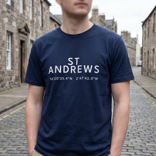 St Andrews — Coordinates Navy Tee