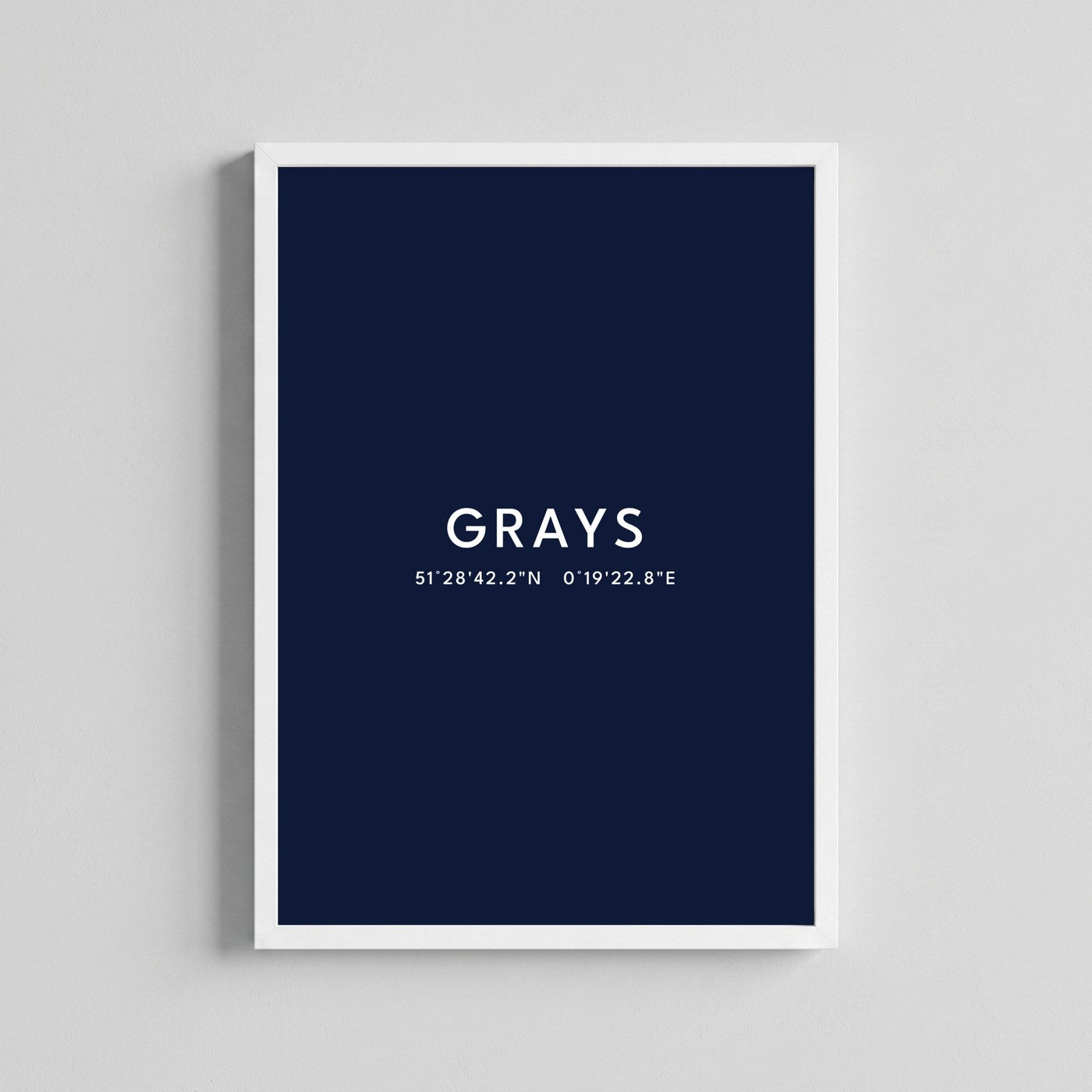 Grays — Framed Coordinates Print (Navy)