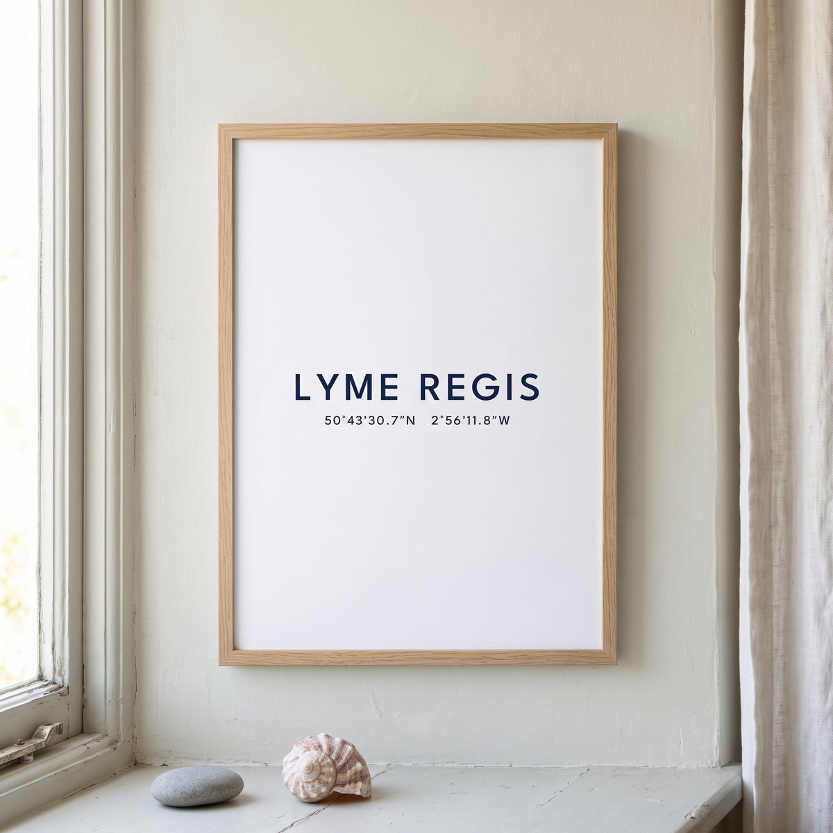 Your Town Merch — Lyme Regis Coordinates Print (White) lifestyle