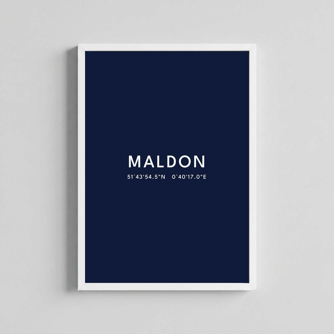 Maldon — Framed Coordinates Print (Navy)