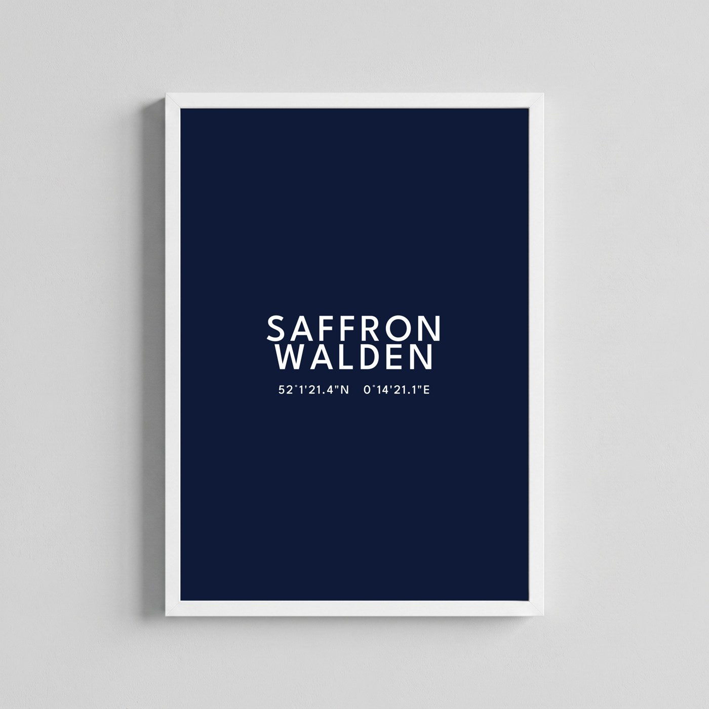 Saffron Walden — Framed Coordinates Print (Navy)