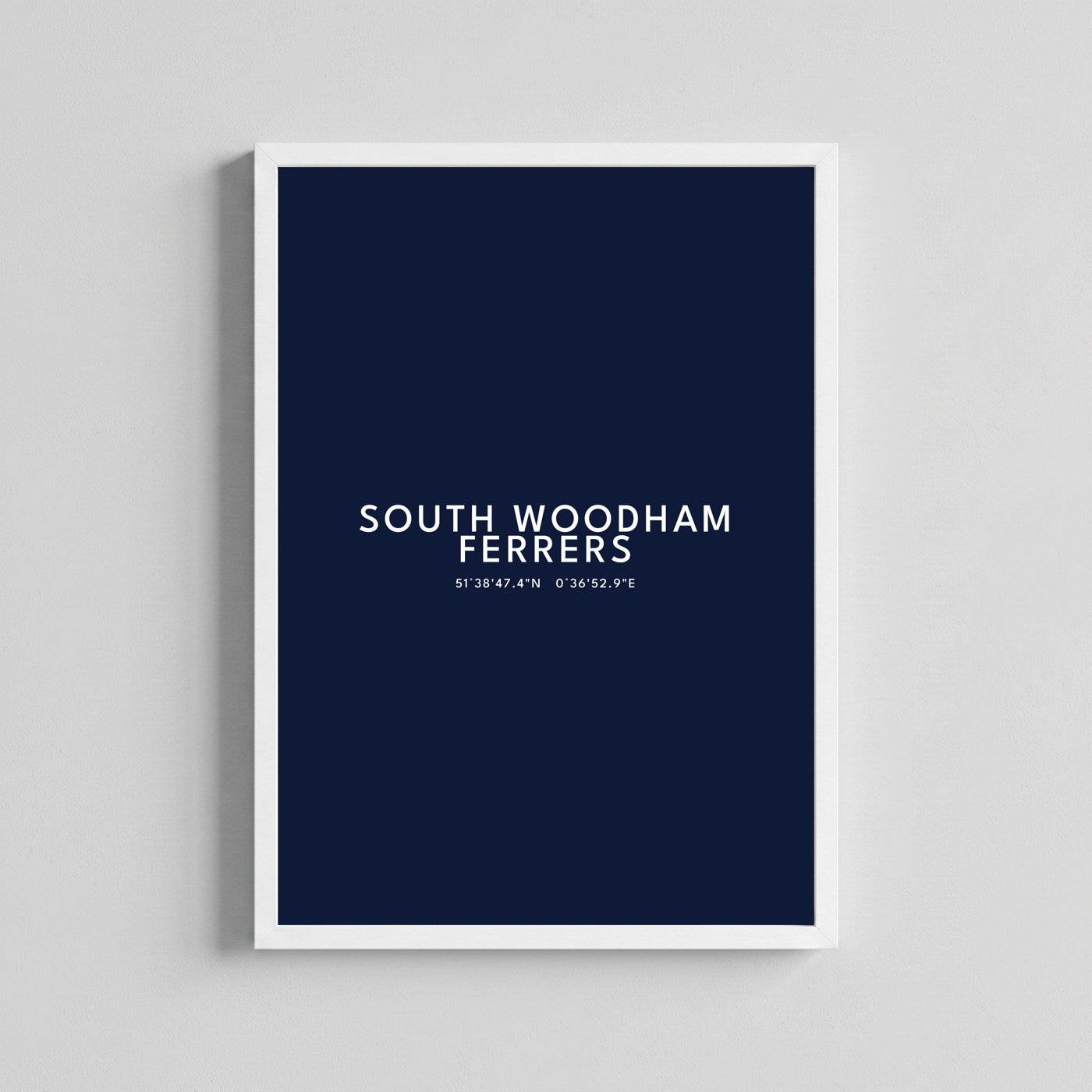 South Woodham Ferrers — Framed Coordinates Print (Navy)