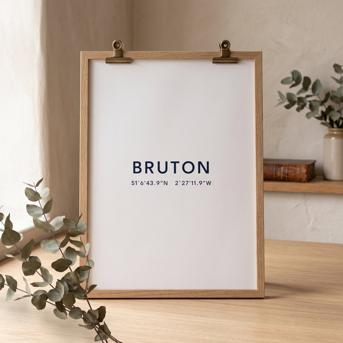 Your Town Merch — Bruton Coordinates Print (White) lifestyle