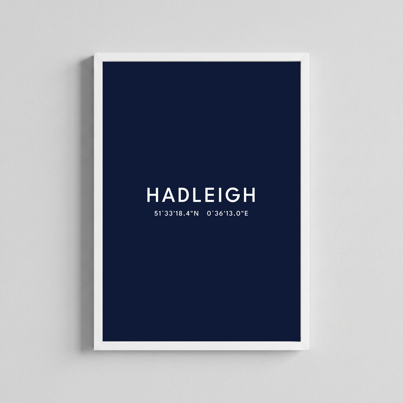 Hadleigh — Framed Coordinates Print (Navy)
