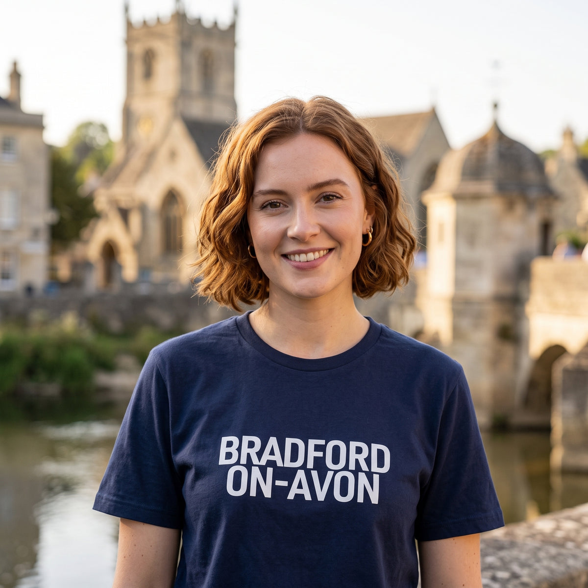 Your Town Merch — Bradford-on-Avon Navy Tee lifestyle