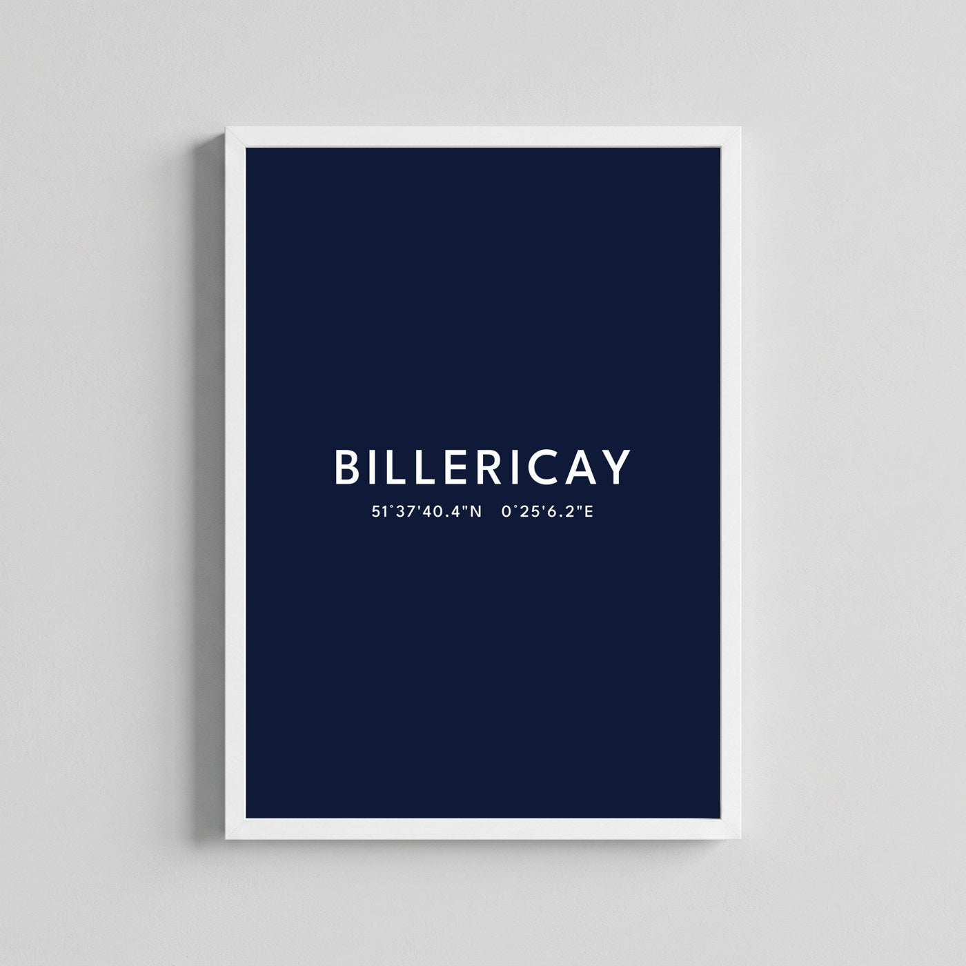 Billericay — Framed Coordinates Print (Navy)