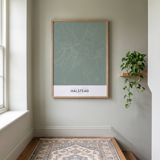 Halstead — Framed Map Print (Sage)