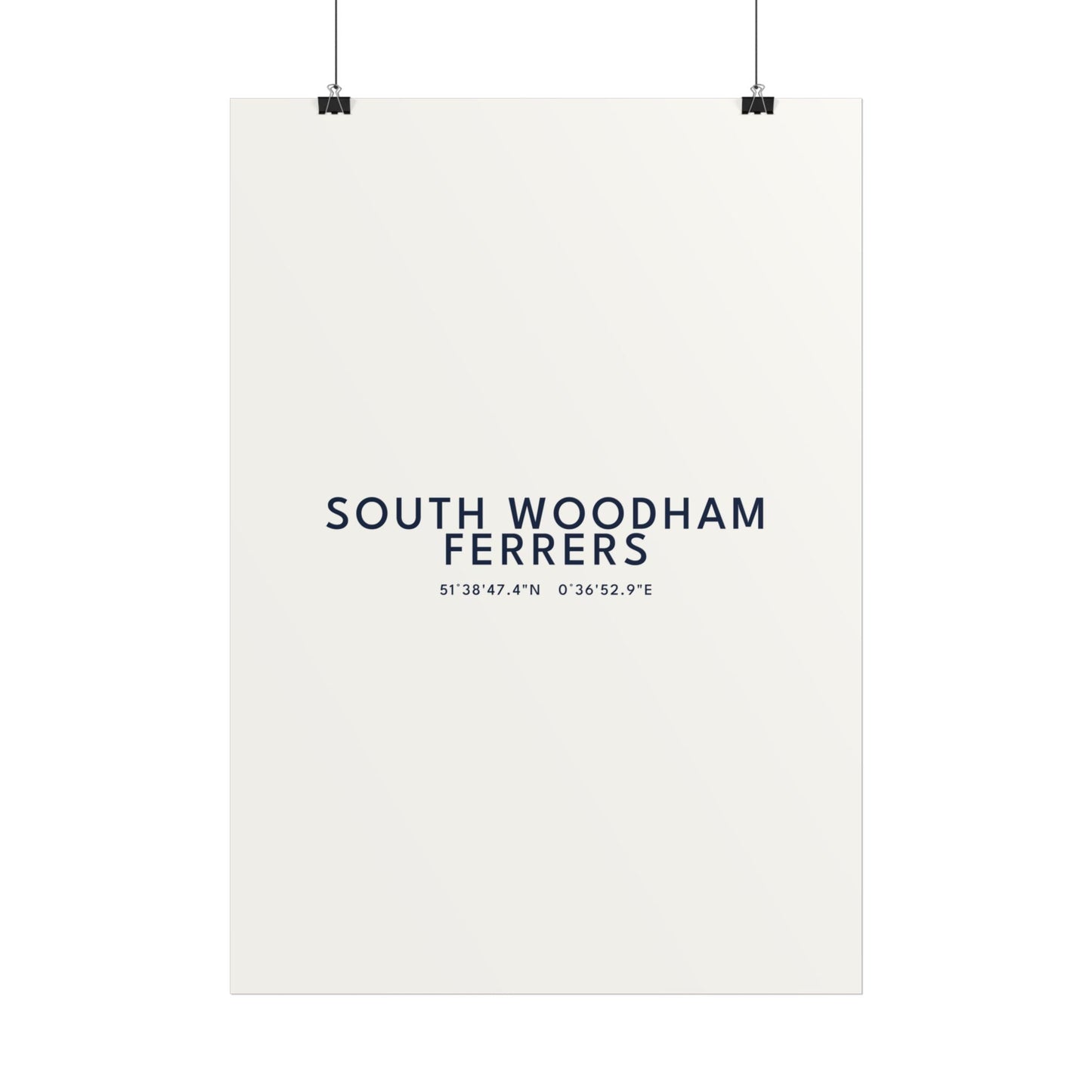South Woodham Ferrers — Coordinates Print (White)