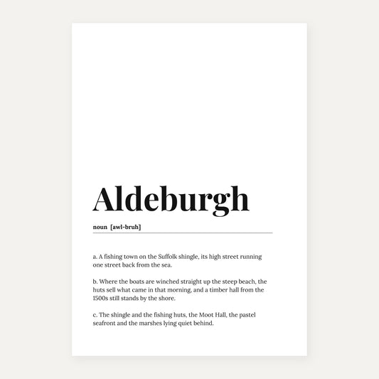 Your Town Merch — Aldeburgh Dictionary Print lifestyle (additional)