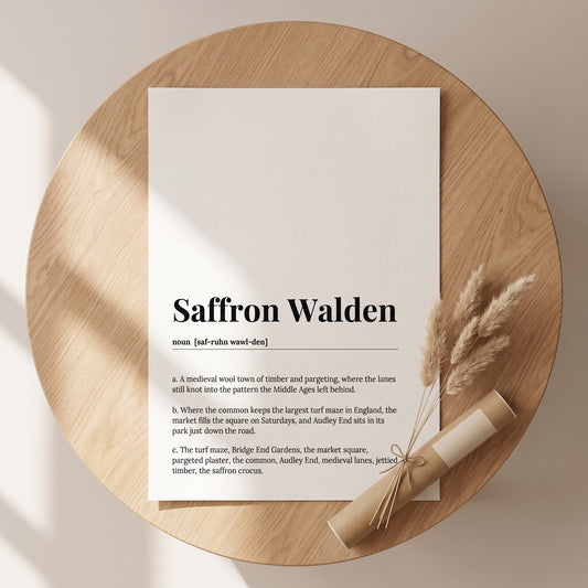 Your Town Merch — Saffron Walden Dictionary Print lifestyle