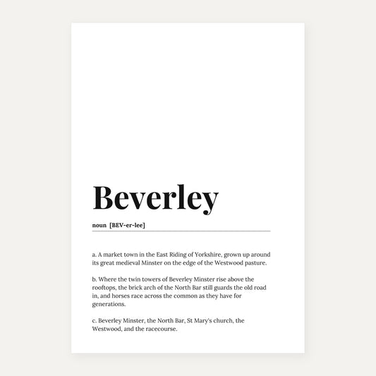 Beverley — Dictionary Print