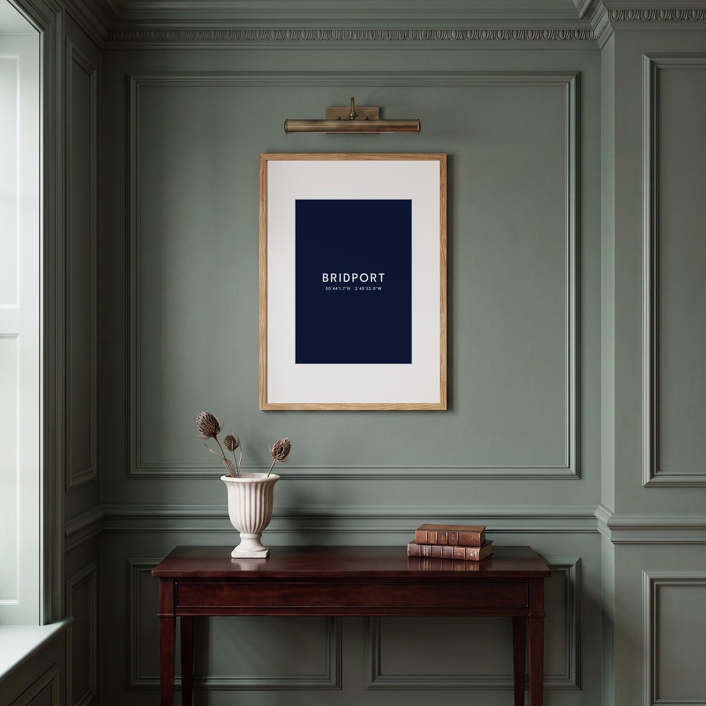 Bridport — Framed Coordinates Print (Navy)