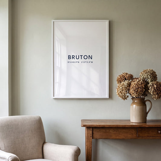 Bruton — Framed Coordinates Print