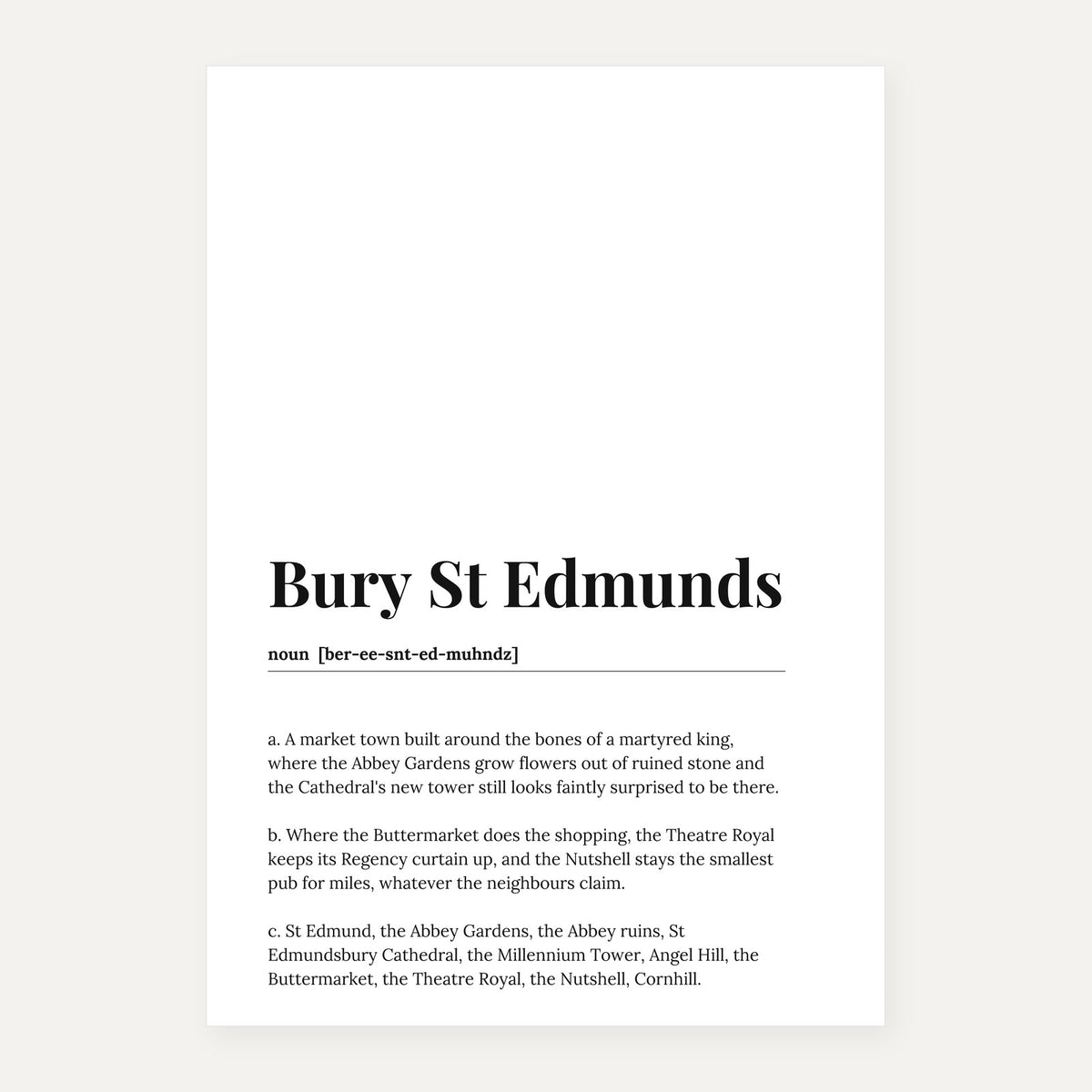 Bury St Edmunds — Dictionary Print