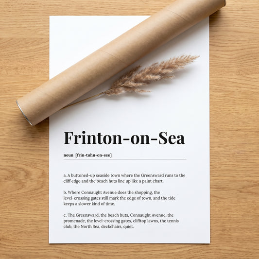 Your Town Merch — Frinton-on-Sea Dictionary Print lifestyle