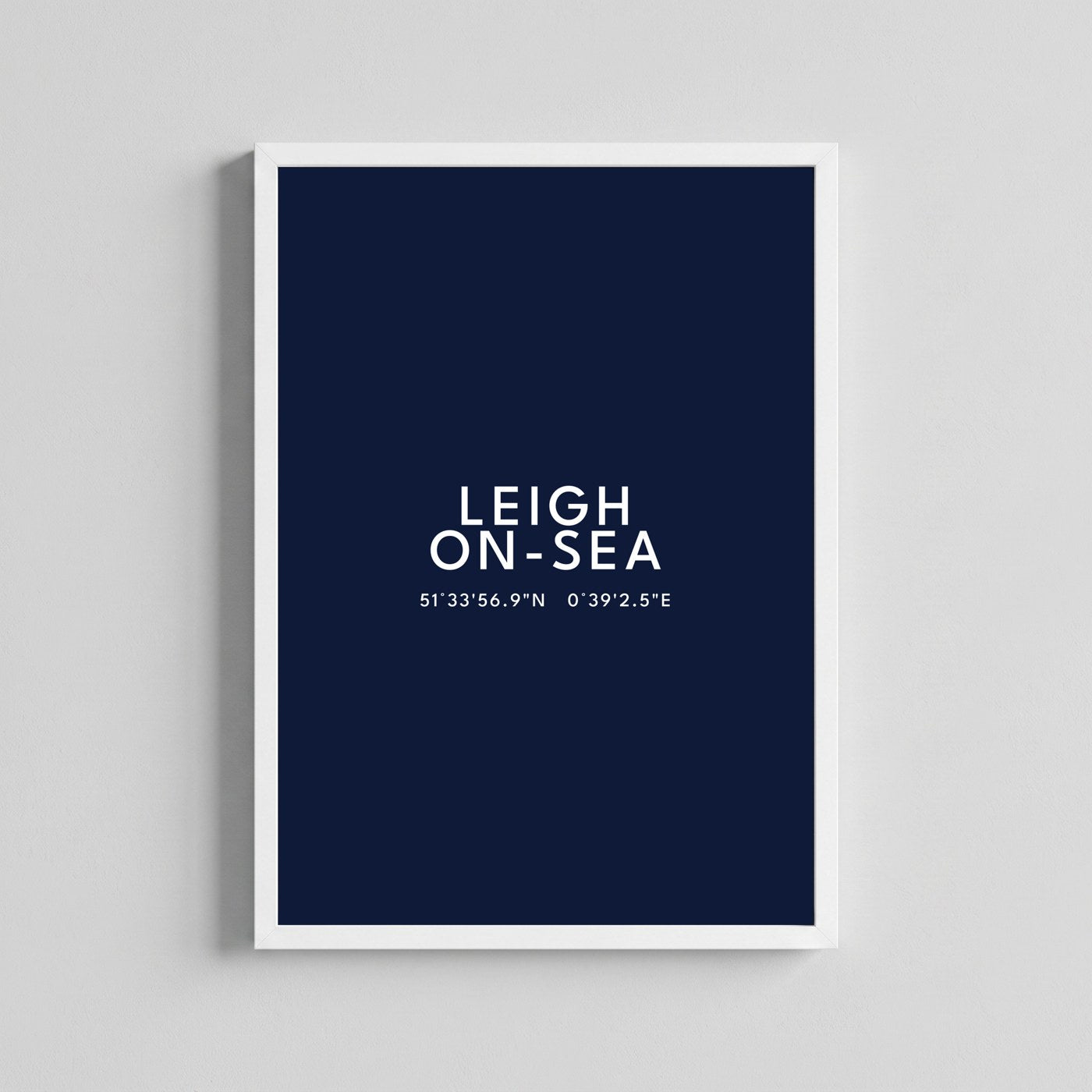 Leigh-on-Sea — Framed Coordinates Print (Navy)