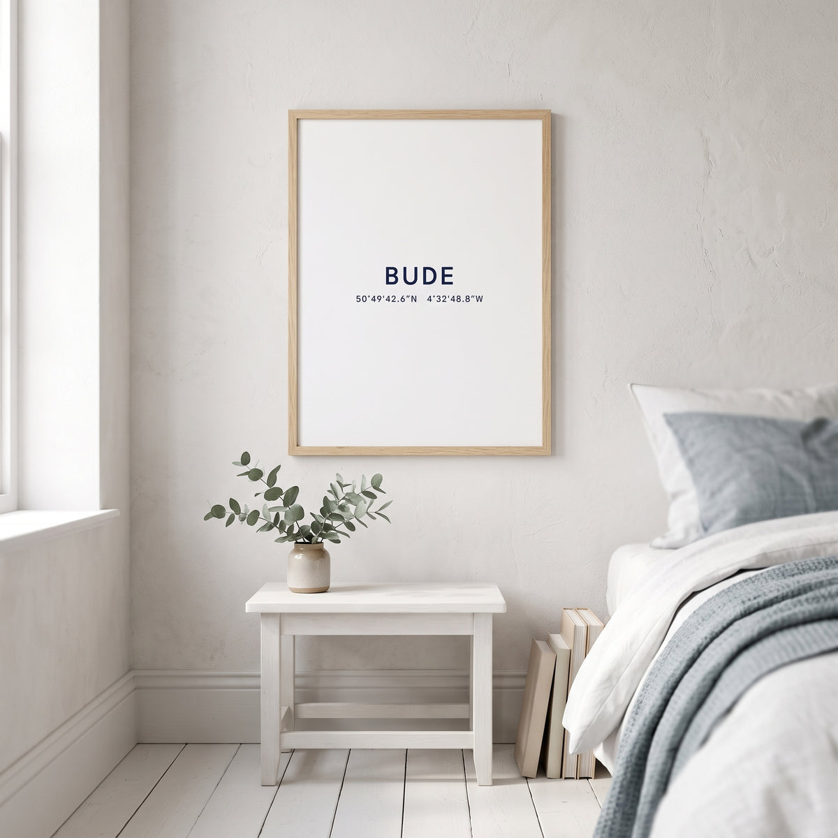Your Town Merch — Bude Coordinates Print (White) lifestyle