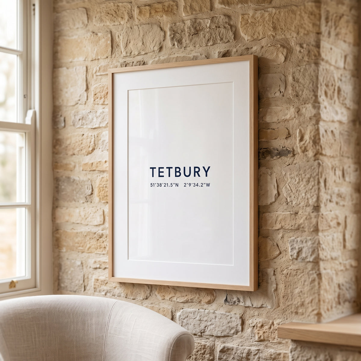 Tetbury Coordinates Print — framed lifestyle