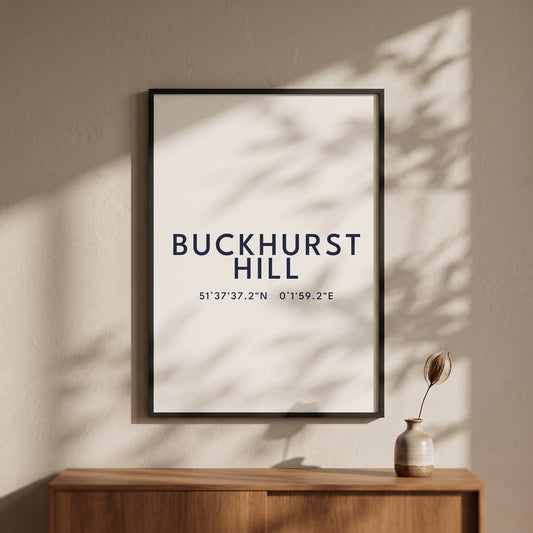 Buckhurst Hill — Framed Coordinates Print