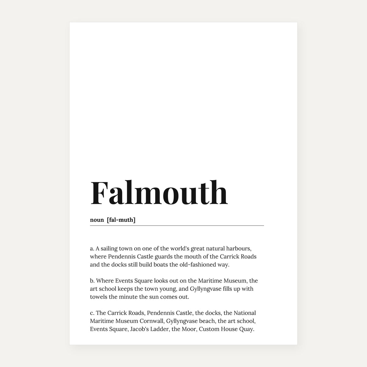 Falmouth — Dictionary Print