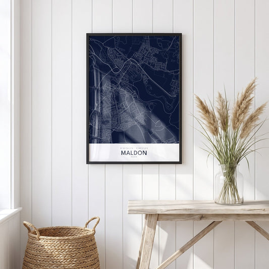 Maldon — Framed Map Print (Navy)