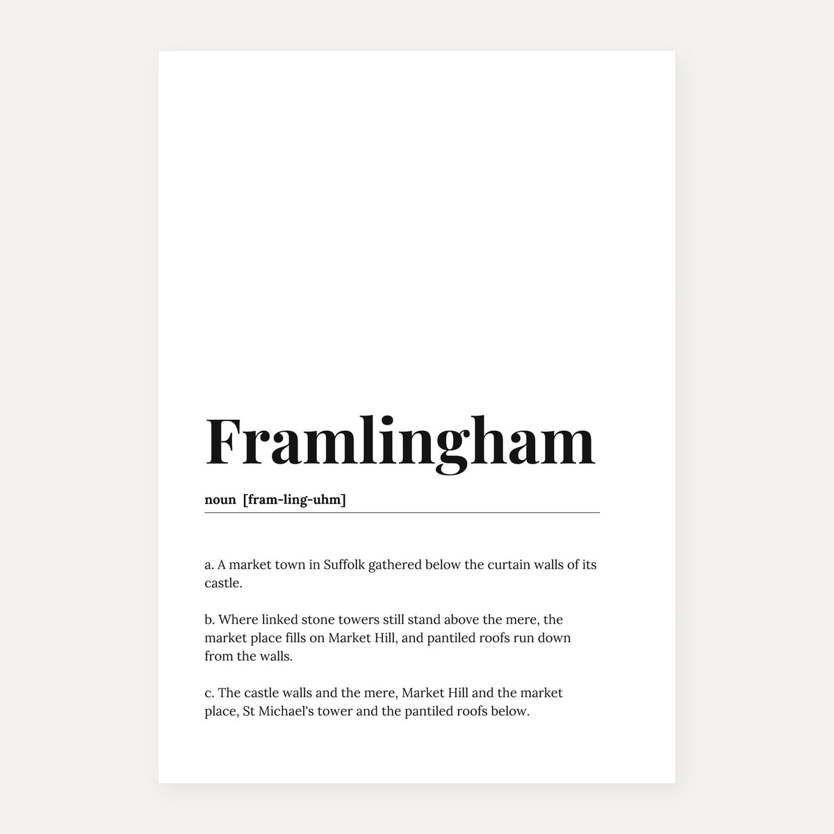 Your Town Merch — Framlingham Dictionary Print lifestyle