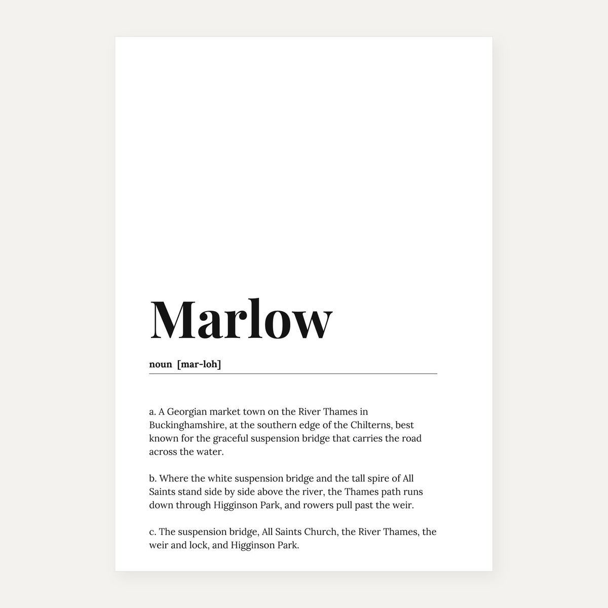Marlow — Dictionary Print