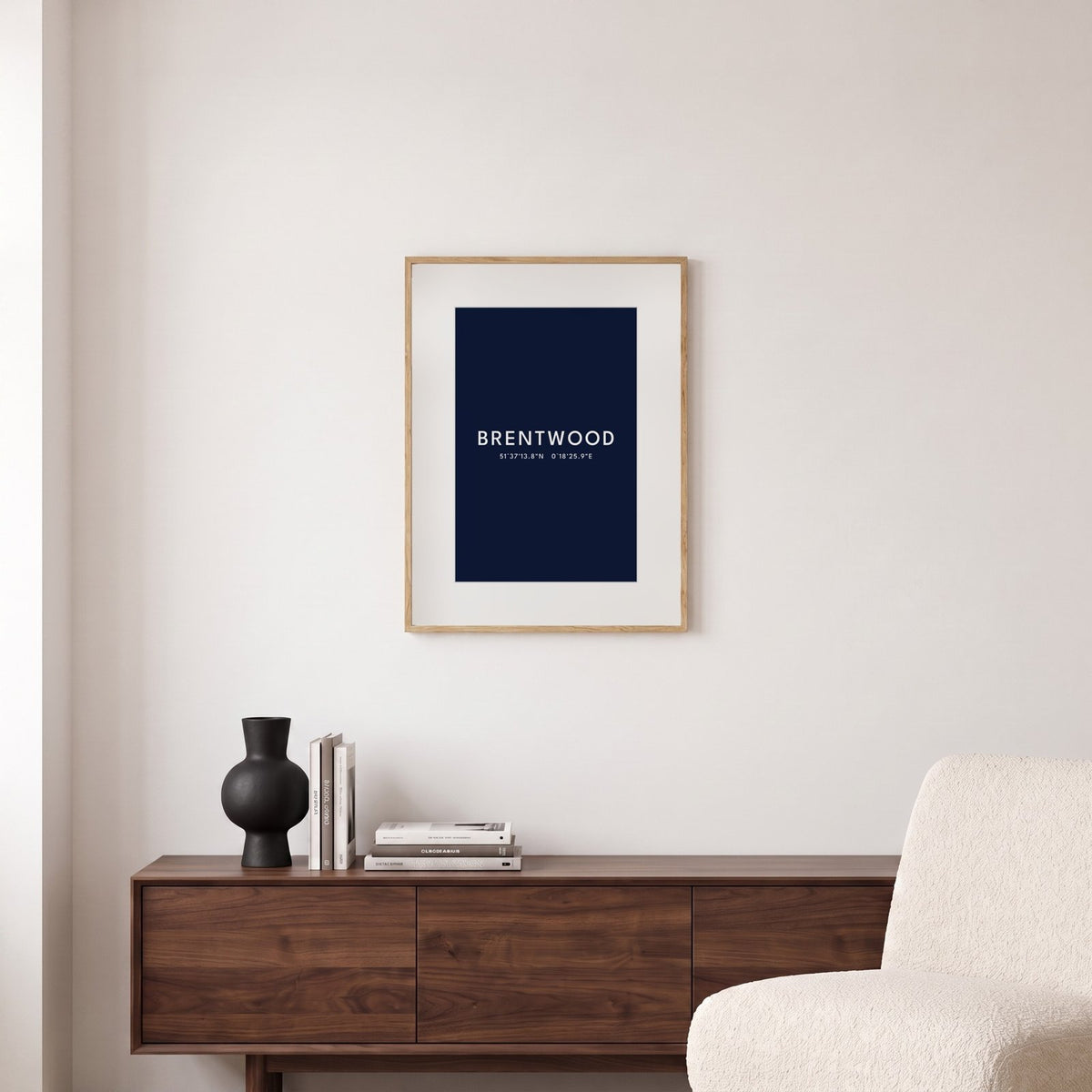 Brentwood — Framed Coordinates Print (Navy)