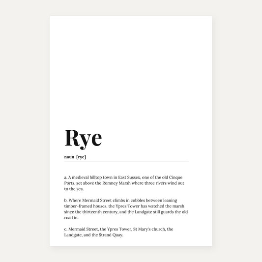 Rye — Dictionary Print