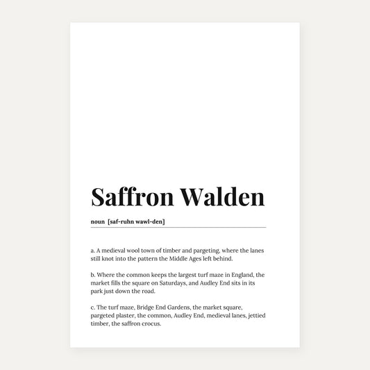 Saffron Walden — Dictionary Print