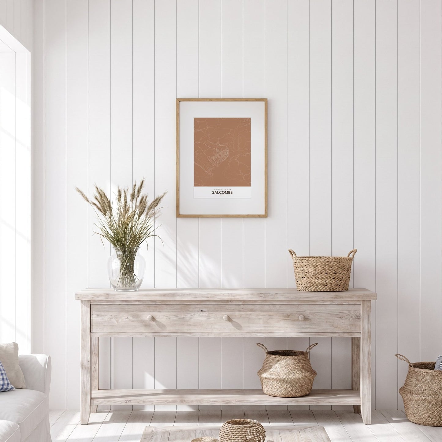 Salcombe — Framed Map Print (Terracotta)