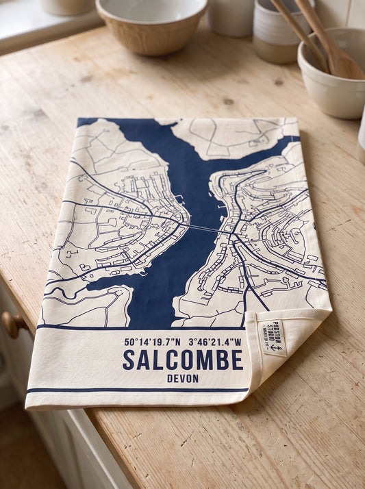 Salcombe — Map Tea Towel