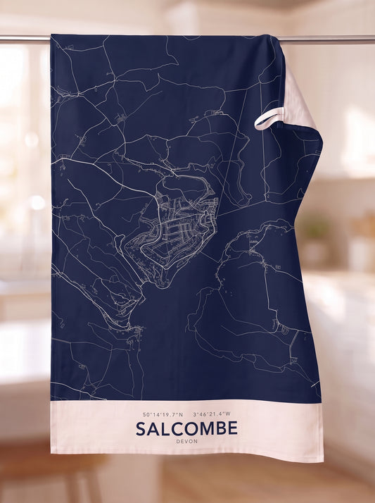 Salcombe — Map Tea Towel