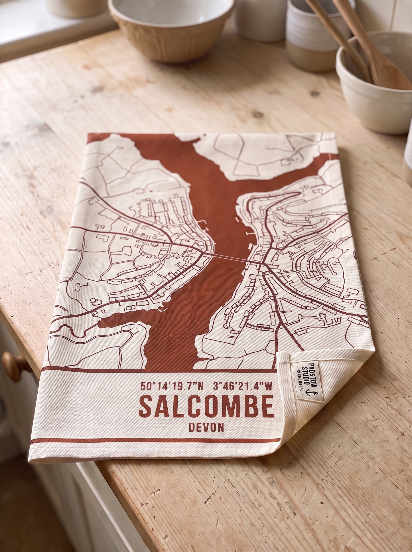 Salcombe — Map Tea Towel