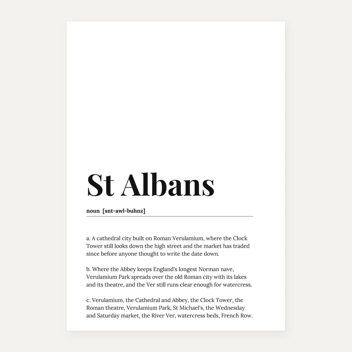 St Albans — Dictionary Print