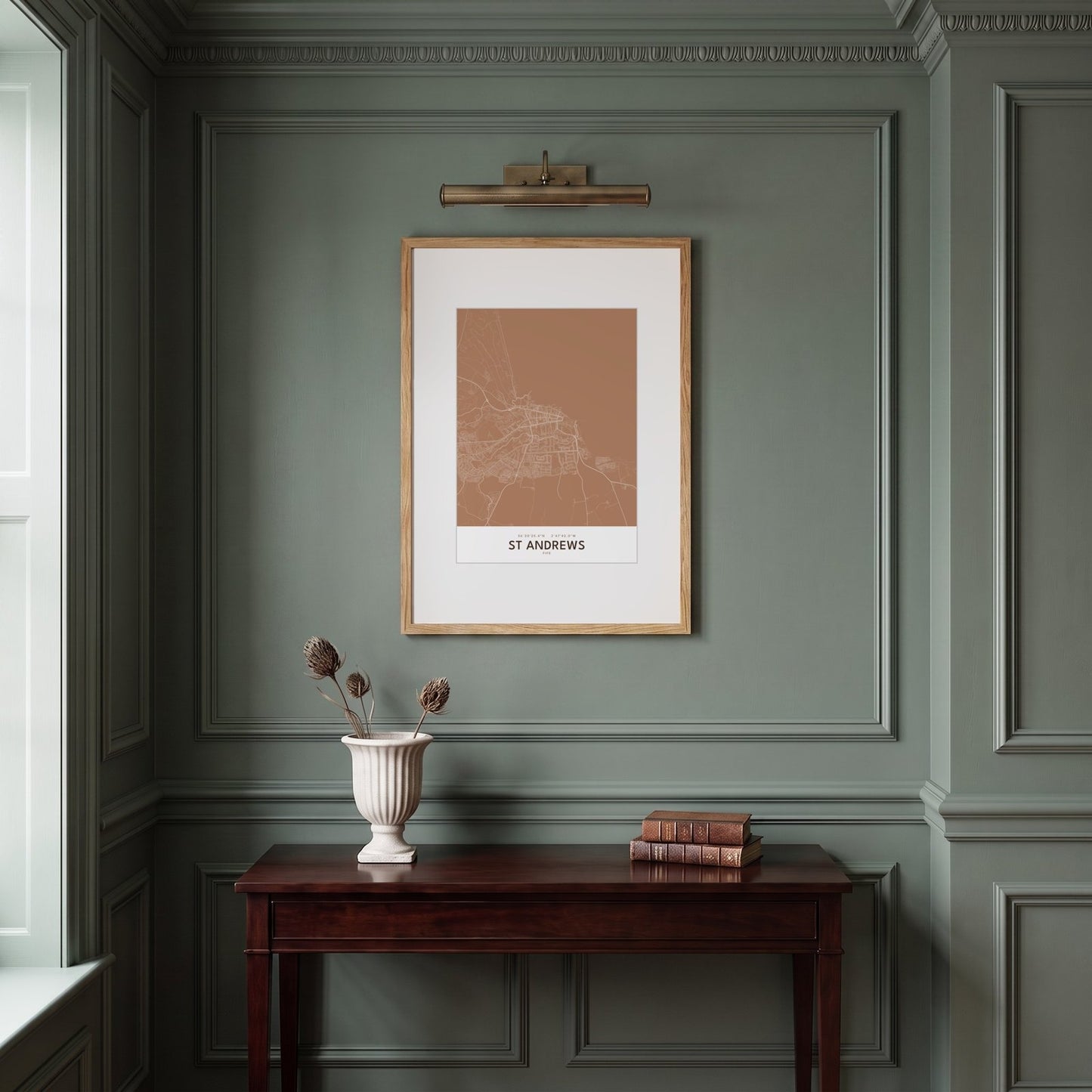 St Andrews — Framed Map Print (Terracotta)