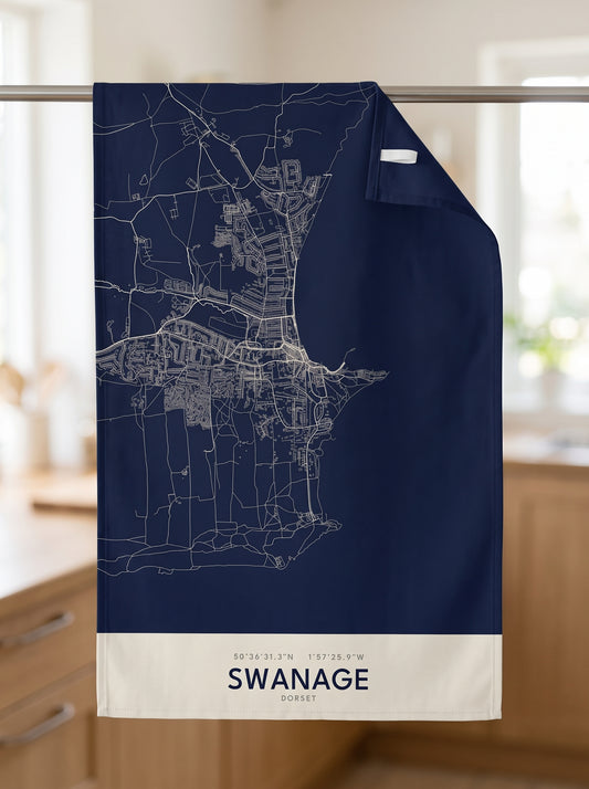 Swanage — Map Tea Towel