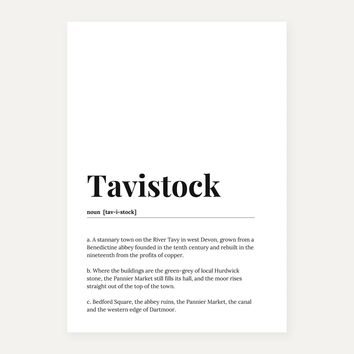 Tavistock — Dictionary Print