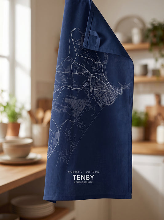 Tenby — Map Tea Towel