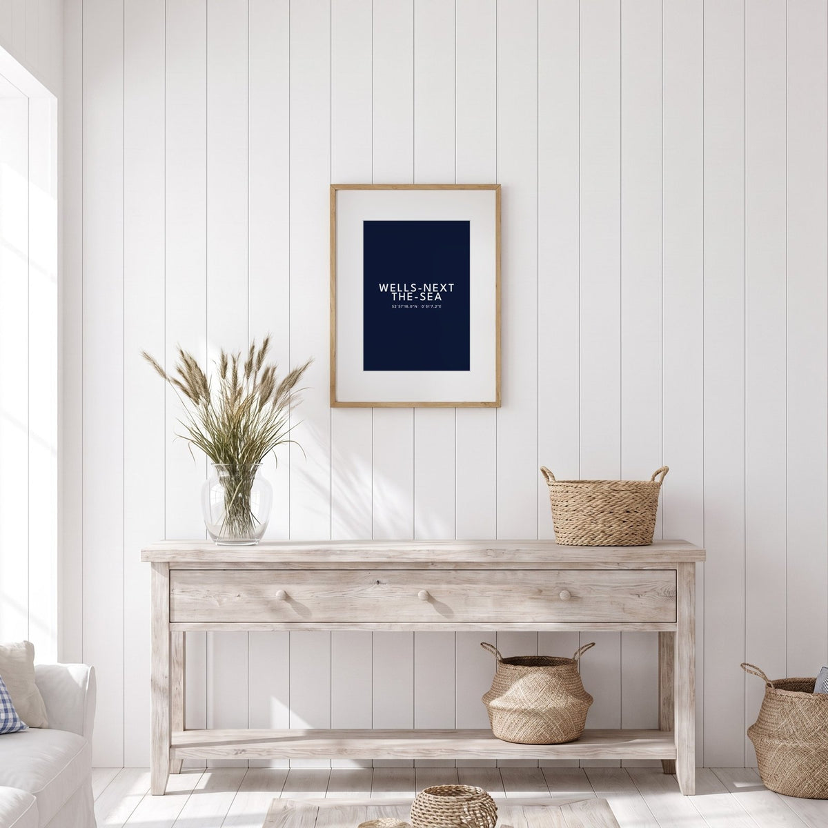 Wells-next-the-Sea — Framed Coordinates Print (Navy)