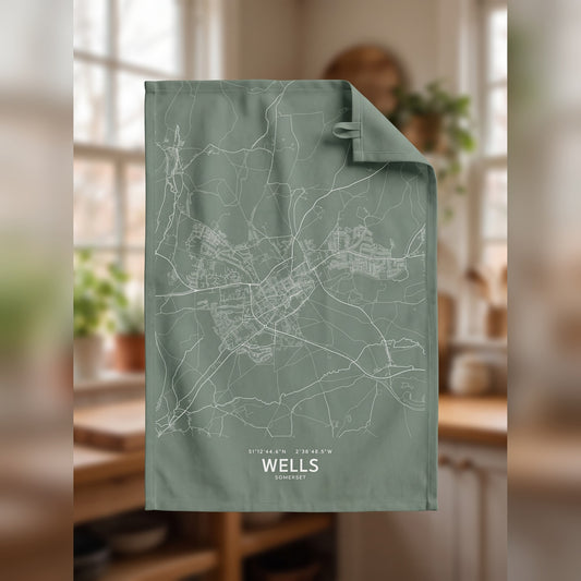 Wells — Map Tea Towel