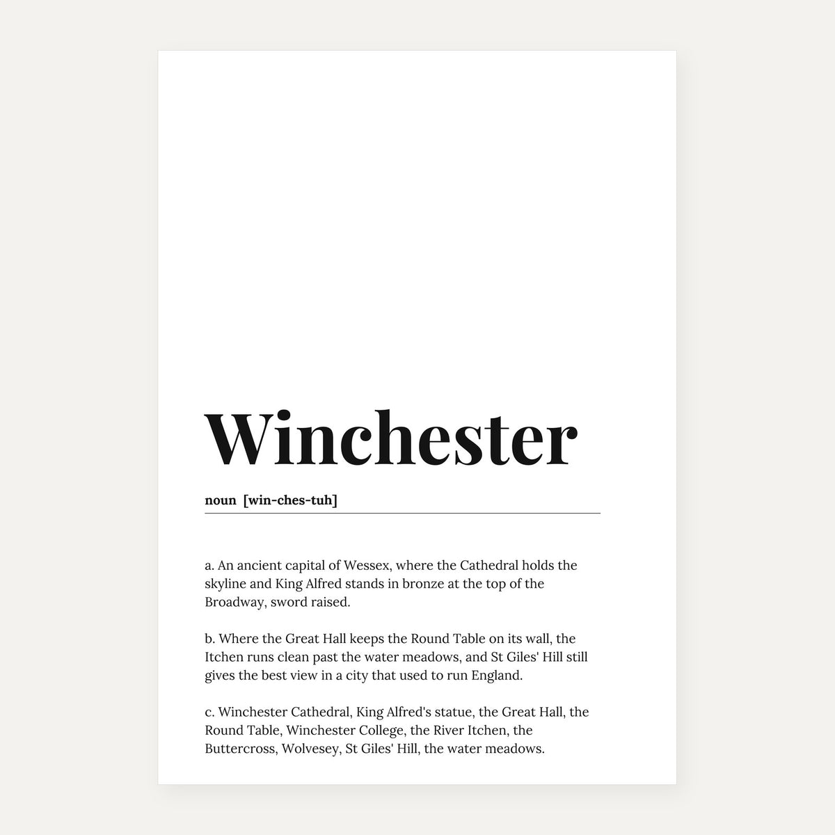 Winchester — Dictionary Print