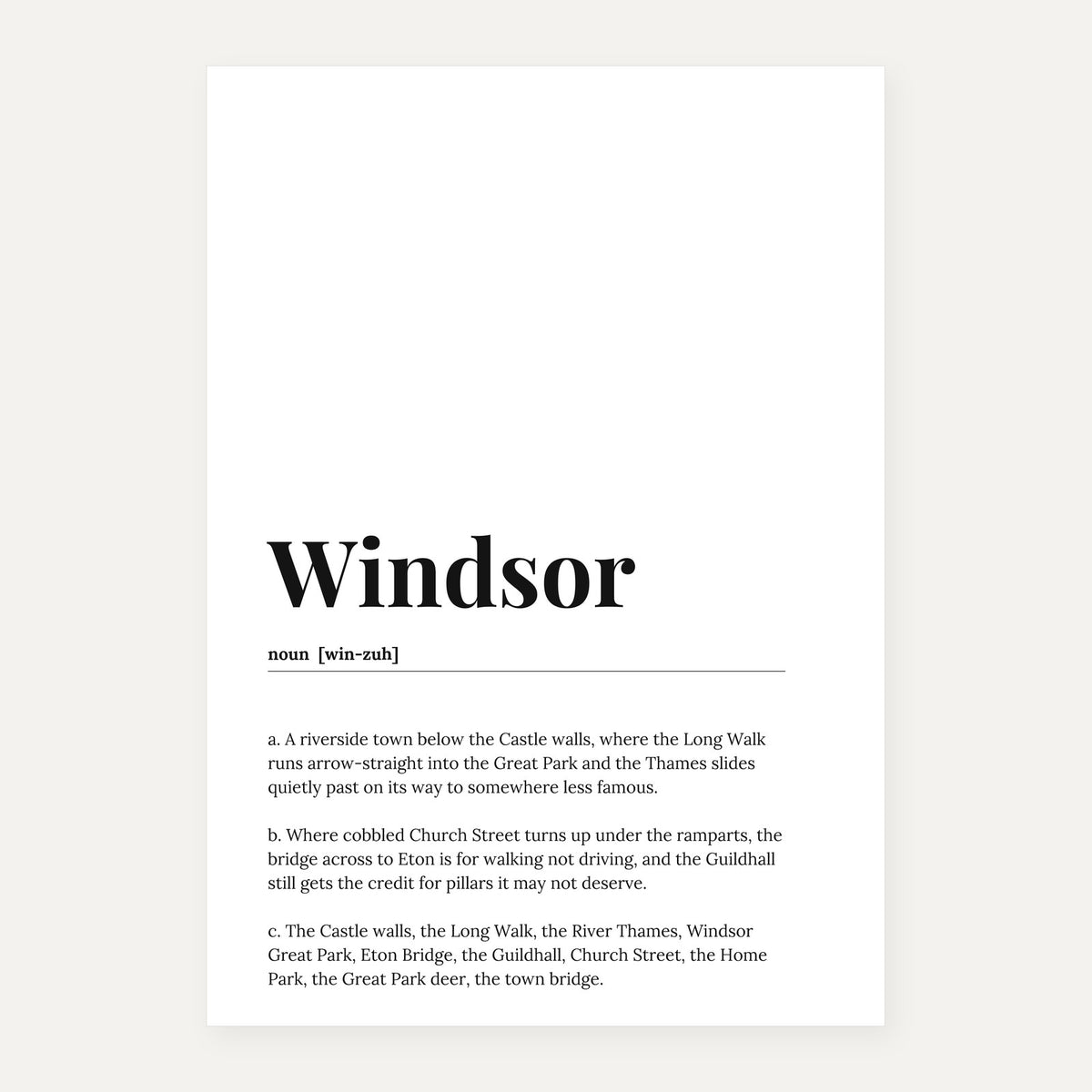 Windsor — Dictionary Print