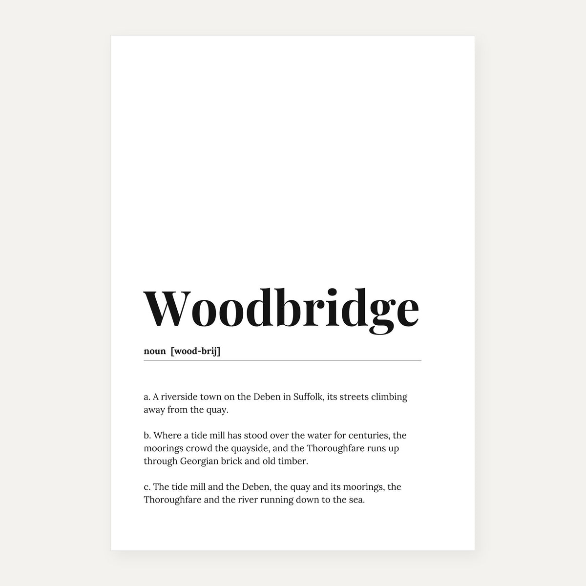 Your Town Merch — Woodbridge Dictionary Print lifestyle