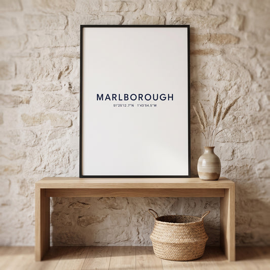 Your Town Merch — Marlborough Framed Coordinates Print lifestyle