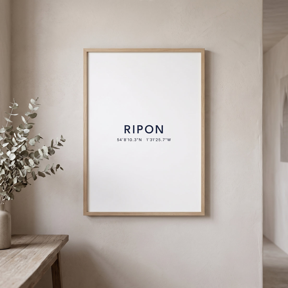 Your Town Merch — Ripon Coordinates Print (White) lifestyle