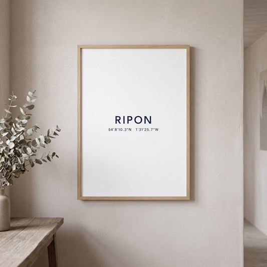 Your Town Merch — Ripon Coordinates Print (White) lifestyle